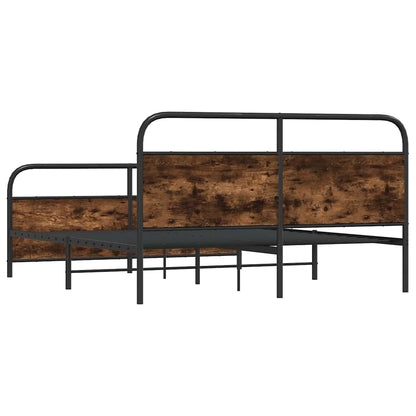 vidaXL Metallbett ohne Matratze Räuchereiche 160x200 cm