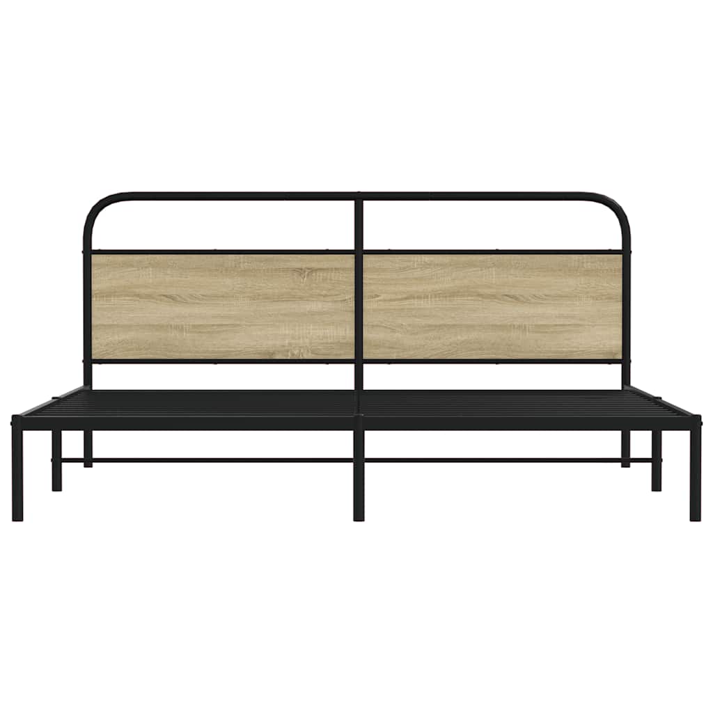 vidaXL Metallbett ohne Matratze Sonoma-Eiche 183x213 cm