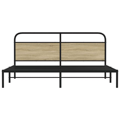 vidaXL Metallbett ohne Matratze Sonoma-Eiche 183x213 cm