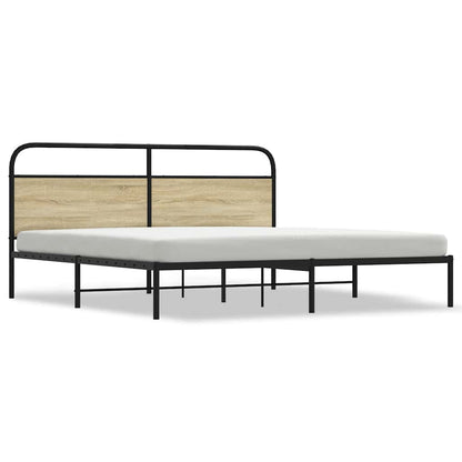vidaXL Metallbett ohne Matratze Sonoma-Eiche 200x200 cm