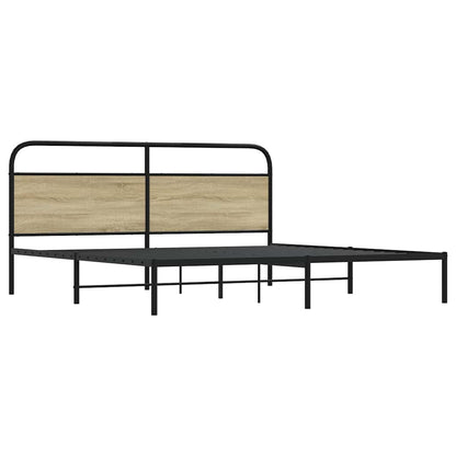 vidaXL Metallbett ohne Matratze Sonoma-Eiche 200x200 cm