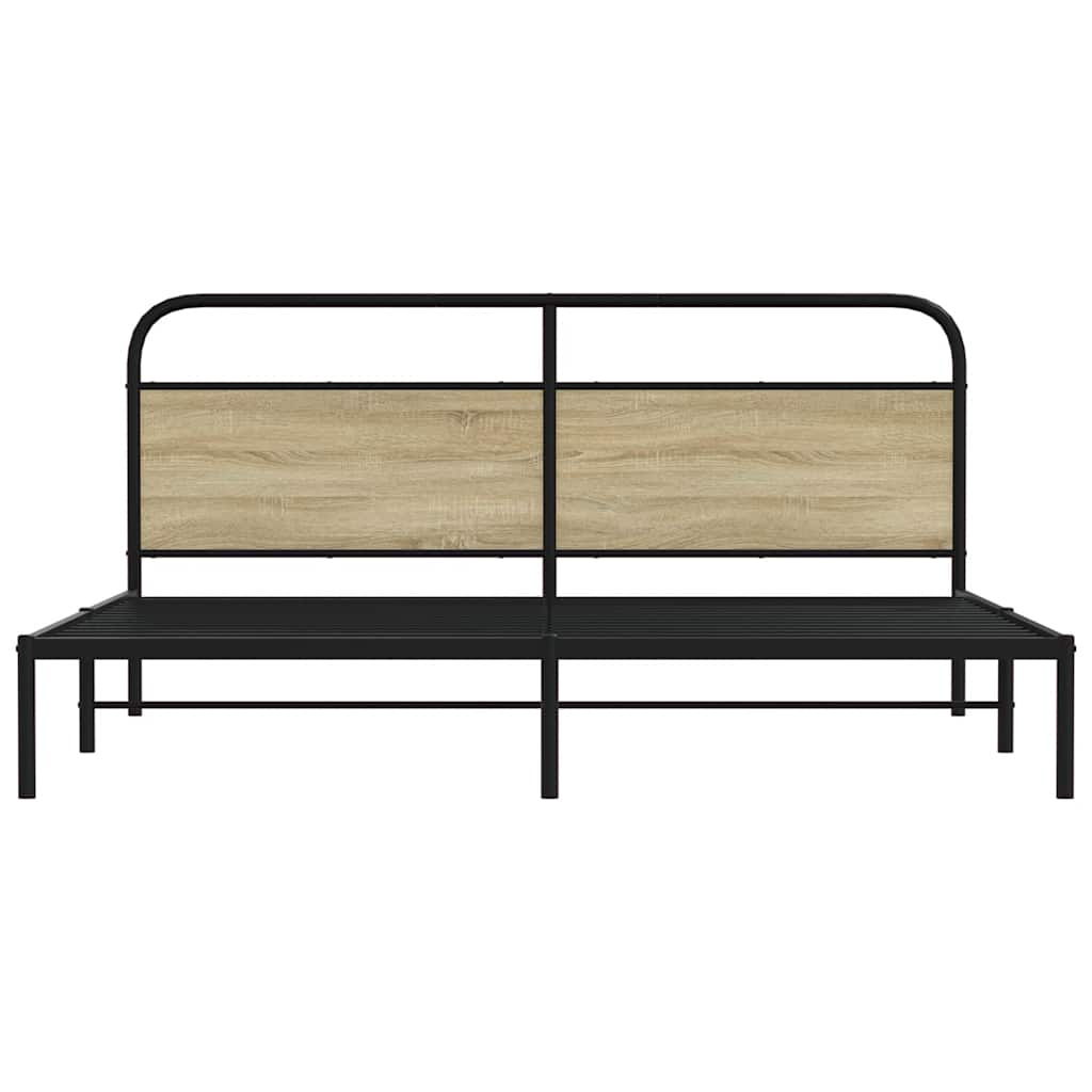 vidaXL Metallbett ohne Matratze Sonoma-Eiche 200x200 cm
