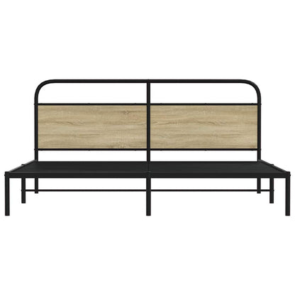 vidaXL Metallbett ohne Matratze Sonoma-Eiche 200x200 cm