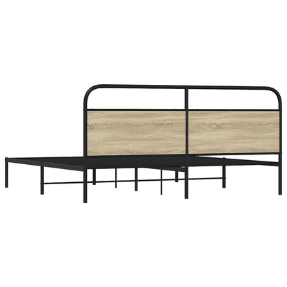 vidaXL Metallbett ohne Matratze Sonoma-Eiche 200x200 cm