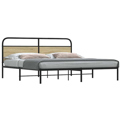 vidaXL Metallbett ohne Matratze Sonoma-Eiche 200x200 cm