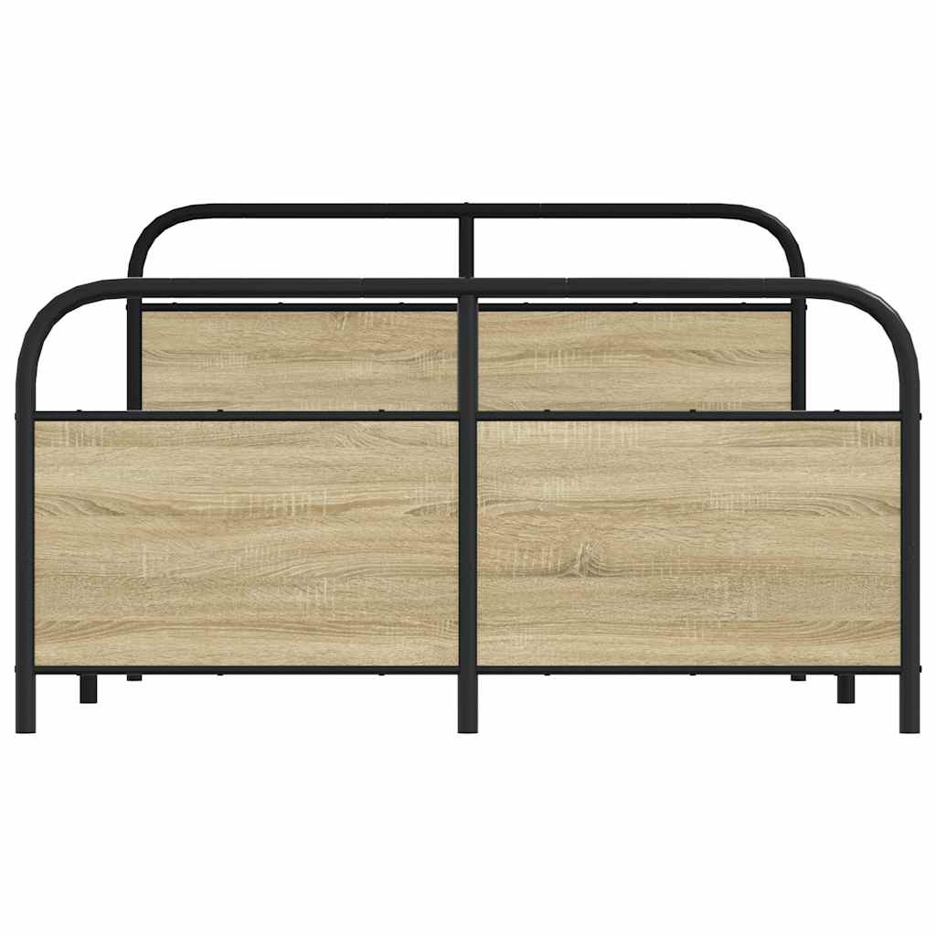 vidaXL Metallbett ohne Matratze Sonoma-Eiche 137x190 cm