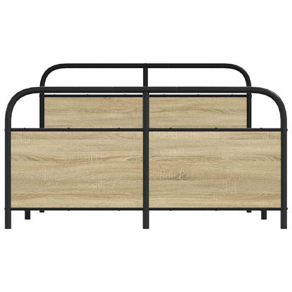 vidaXL Metallbett ohne Matratze Sonoma-Eiche 137x190 cm
