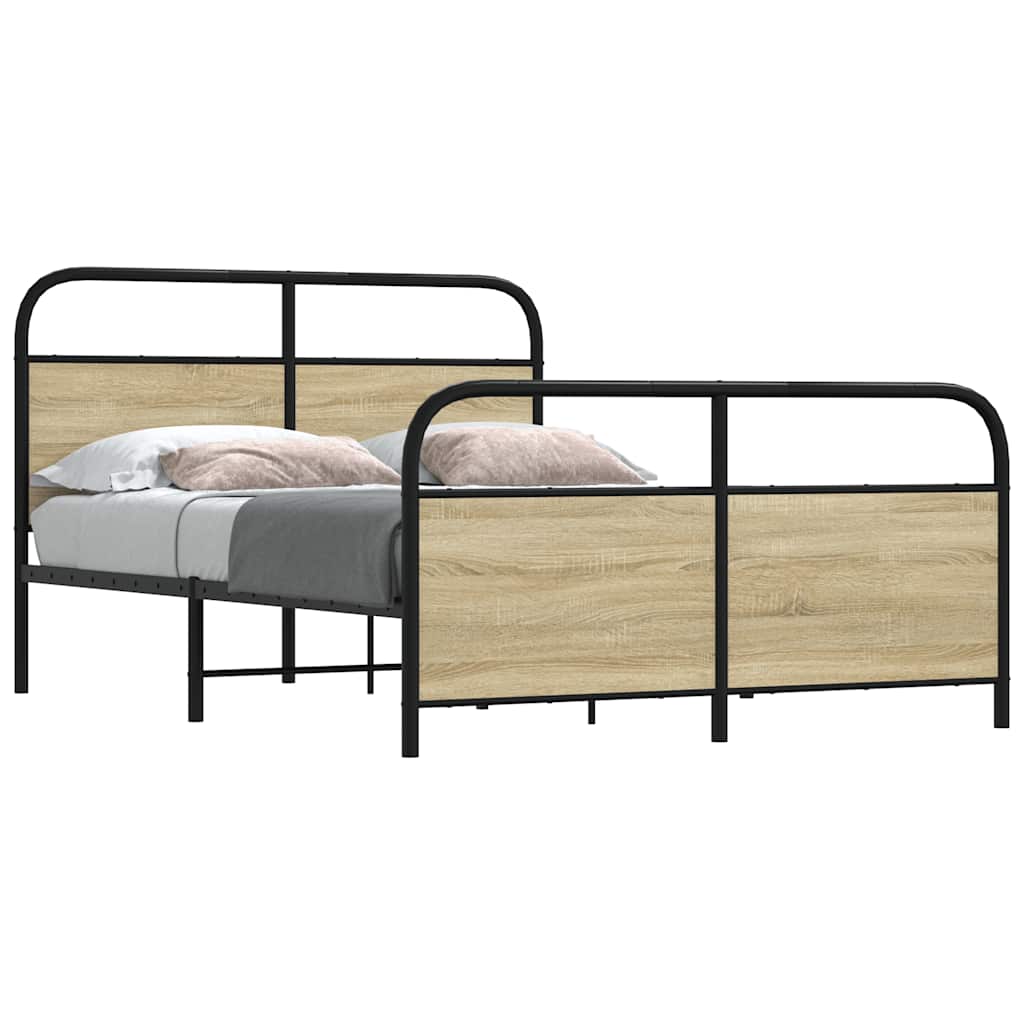 Metallbett ohne Matratze Sonoma-Eiche 140x190 cm