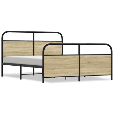 vidaXL Lit en métal sans matelas chêne sonoma 150x200 cm
