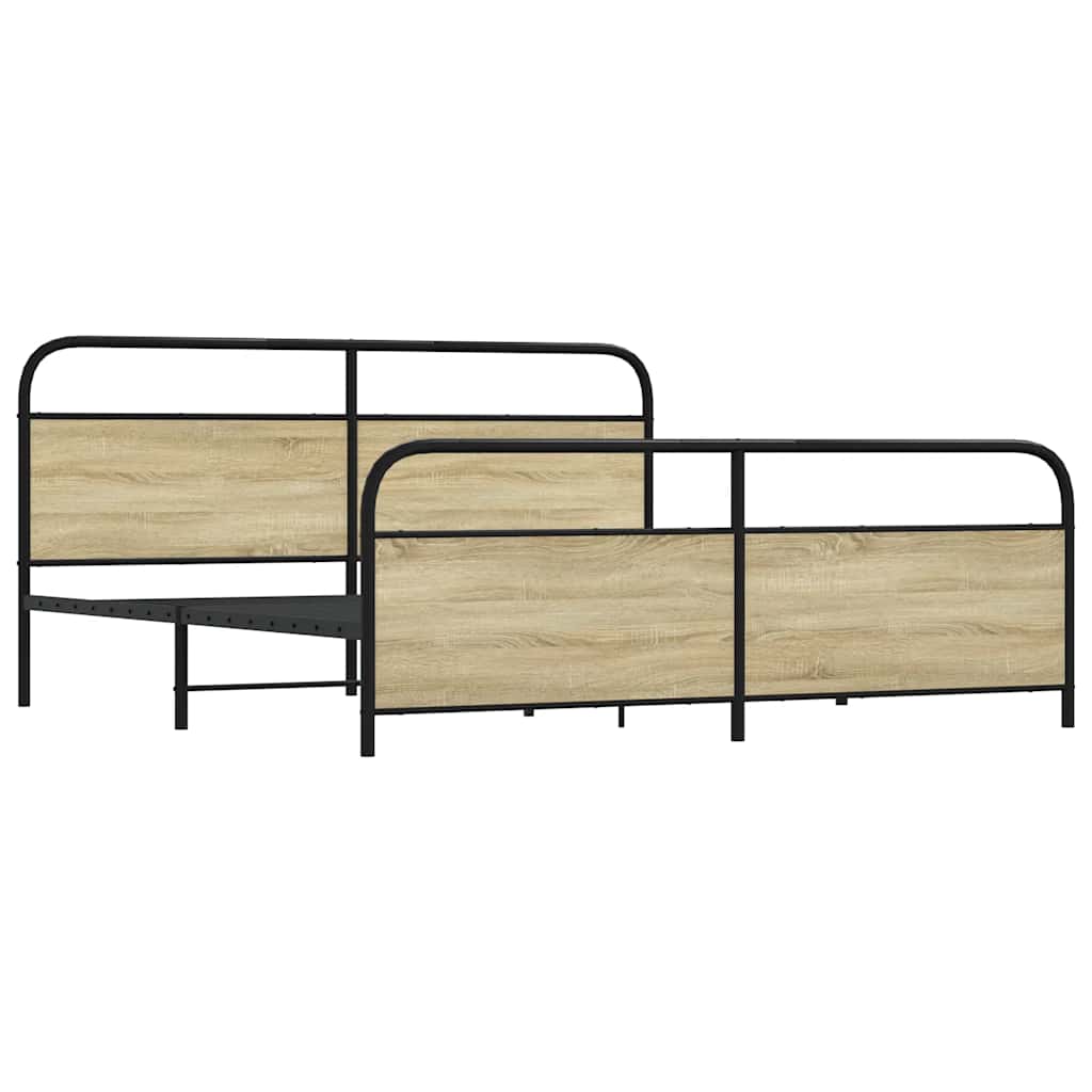 vidaXL Lit en métal sans matelas chêne Sonoma 180x200 cm