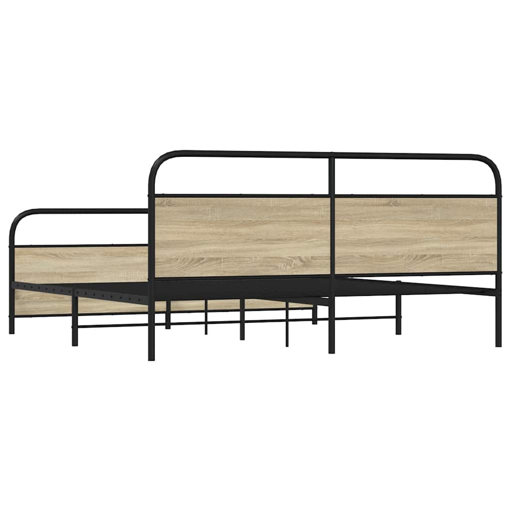 vidaXL Lit en métal sans matelas chêne Sonoma 180x200 cm