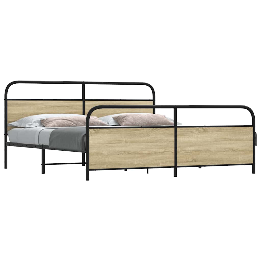 Metallbett ohne Matratze Sonoma-Eiche 183x213 cm