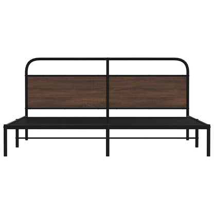 Metallbett ohne Matratze Braun Eichen-Optik 183x213 cm