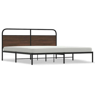 vidaXL Metallbett ohne Matratze Braun Eichen-Optik 200x200 cm