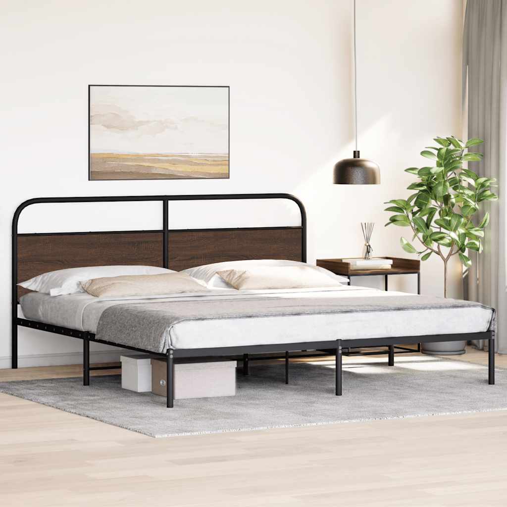 vidaXL Metallbett ohne Matratze Braun Eichen-Optik 200x200 cm