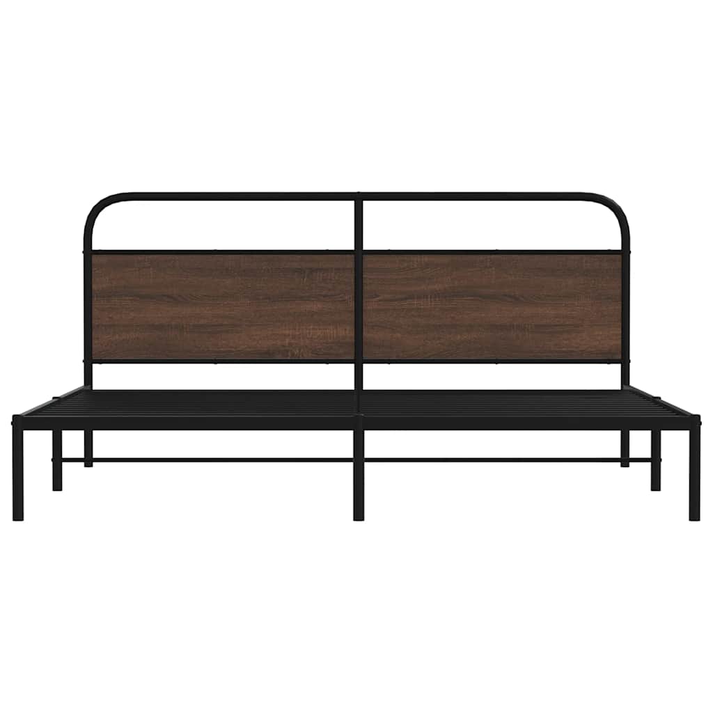 vidaXL Metallbett ohne Matratze Braun Eichen-Optik 200x200 cm