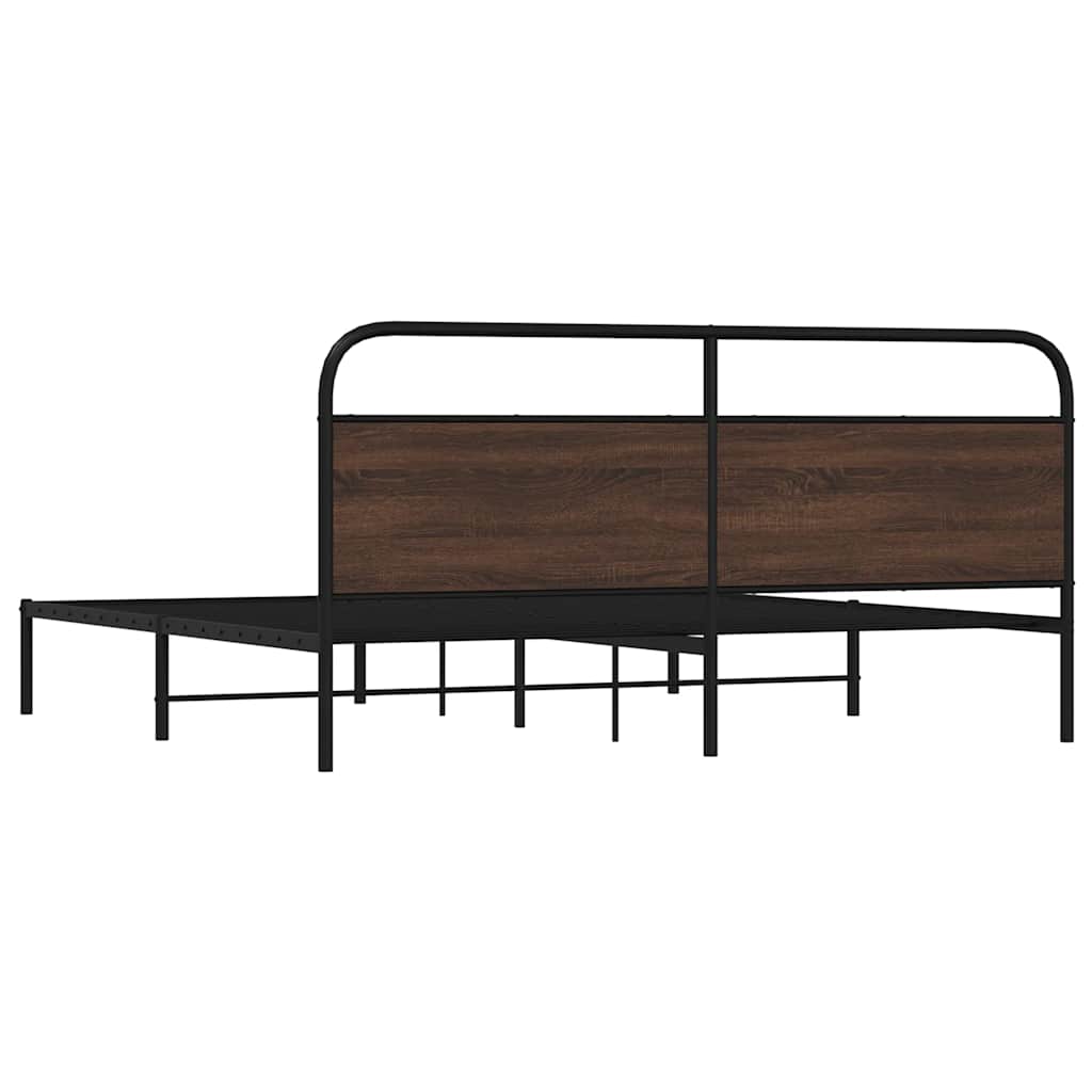 vidaXL Metallbett ohne Matratze Braun Eichen-Optik 200x200 cm