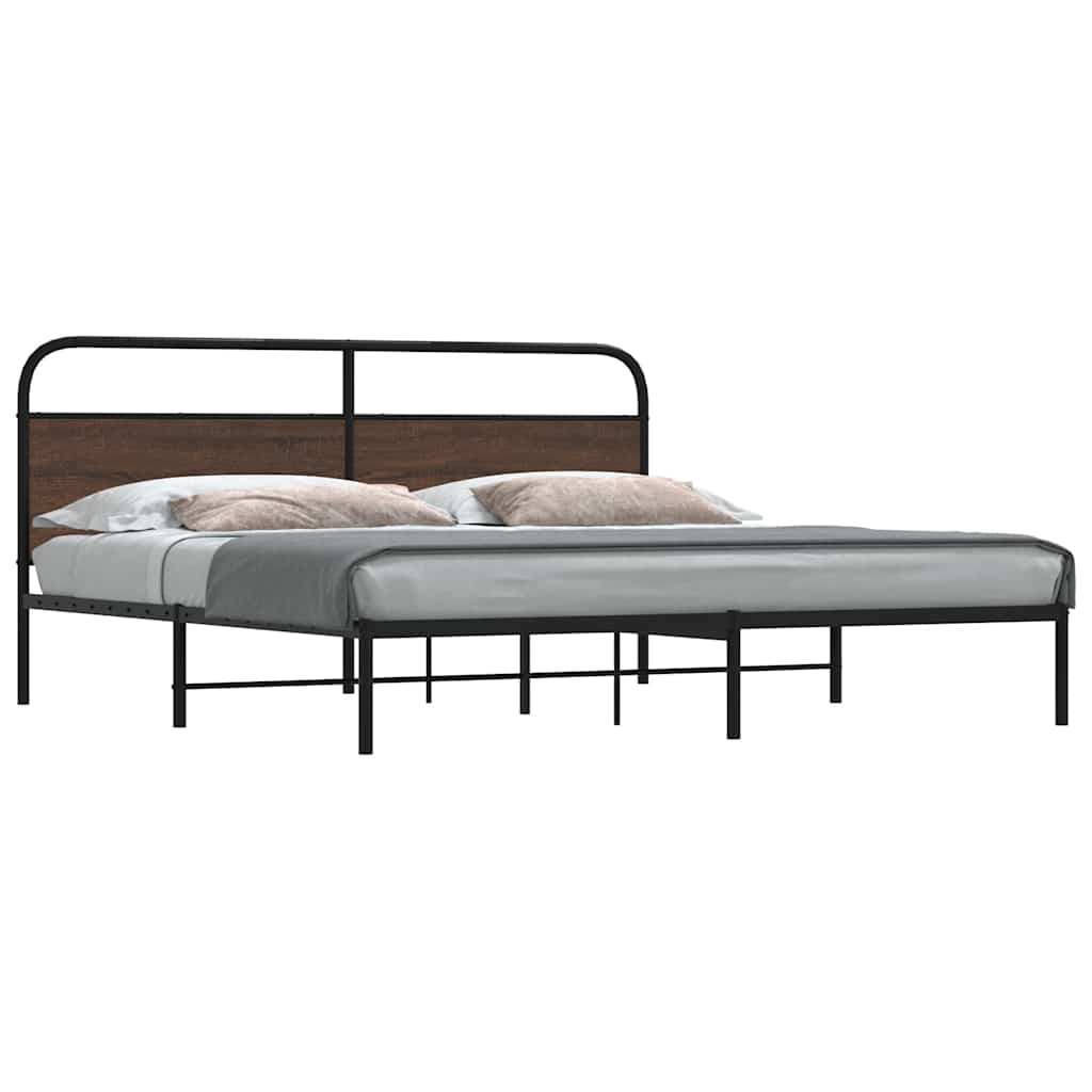 vidaXL Metallbett ohne Matratze Braun Eichen-Optik 200x200 cm
