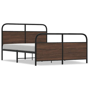 vidaXL Metallbett ohne Matratze Braun Eichen-Optik 137x190 cm