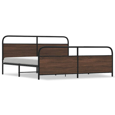 vidaXL Lit en métal sans matelas Marron aspect chêne 180x200 cm