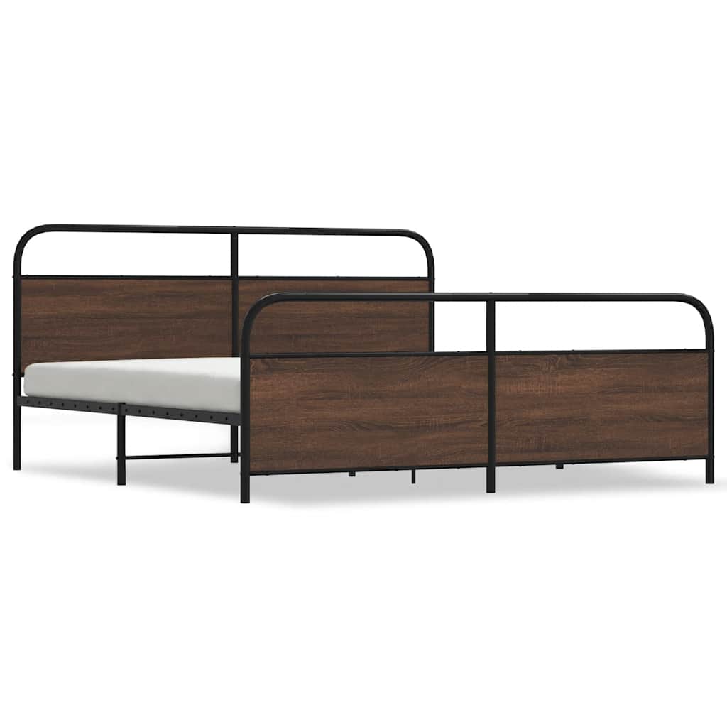 vidaXL Metallbett ohne Matratze Braun Eichen-Optik 193x203 cm