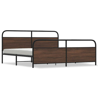vidaXL Metallbett ohne Matratze Braun Eichen-Optik 193x203 cm