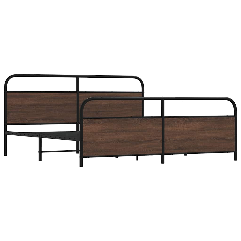 vidaXL Metallbett ohne Matratze Braun Eichen-Optik 193x203 cm