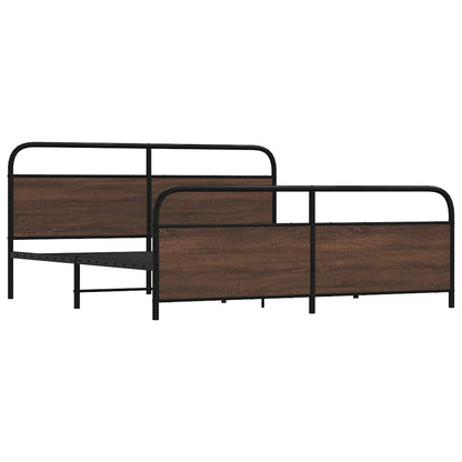 vidaXL Metallbett ohne Matratze Braun Eichen-Optik 193x203 cm