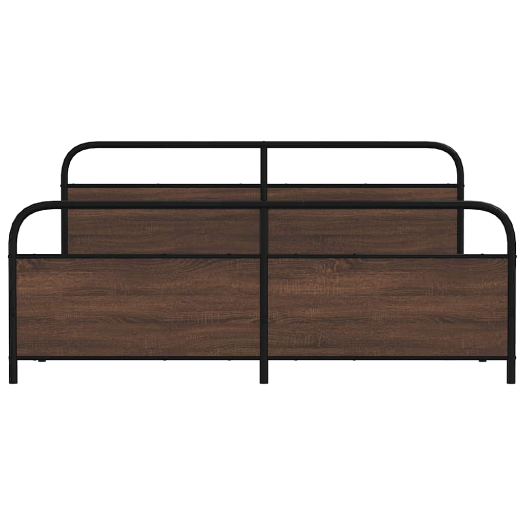 vidaXL Metallbett ohne Matratze Braun Eichen-Optik 193x203 cm