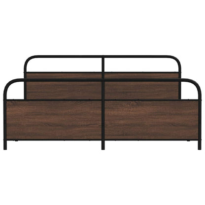 vidaXL Metallbett ohne Matratze Braun Eichen-Optik 193x203 cm