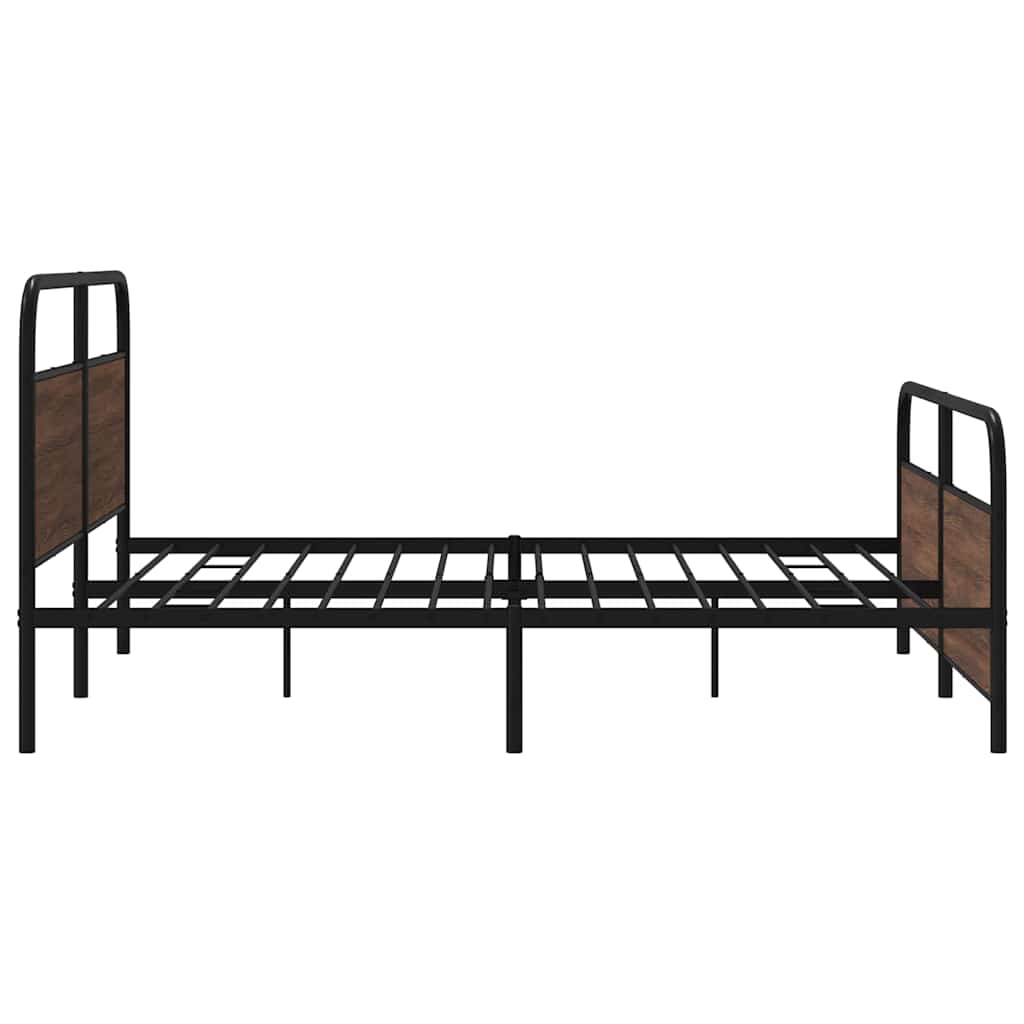 vidaXL Metallbett ohne Matratze Braun Eichen-Optik 193x203 cm