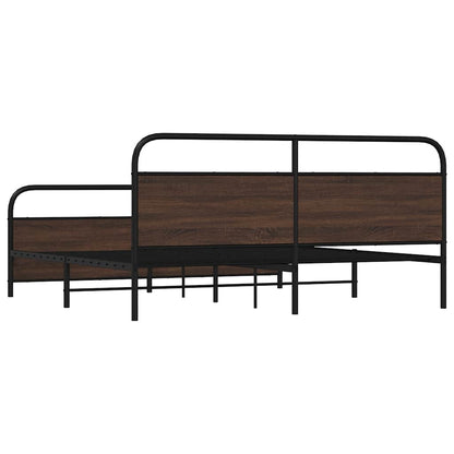 vidaXL Metallbett ohne Matratze Braun Eichen-Optik 193x203 cm