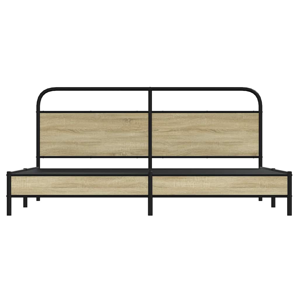 Metallbett ohne Matratze Sonoma-Eiche 180x200 cm