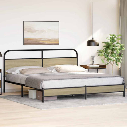 vidaXL Metallbett ohne Matratze Sonoma-Eiche 193x203 cm