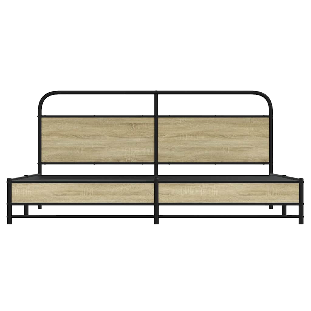 vidaXL Metallbett ohne Matratze Sonoma-Eiche 183x213 cm
