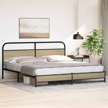 vidaXL Lit en métal sans matelas chêne Sonoma 193x203 cm