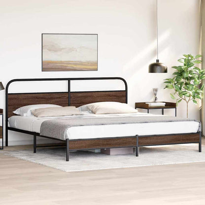 vidaXL Lit en métal sans matelas Marron aspect chêne 183x213 cm