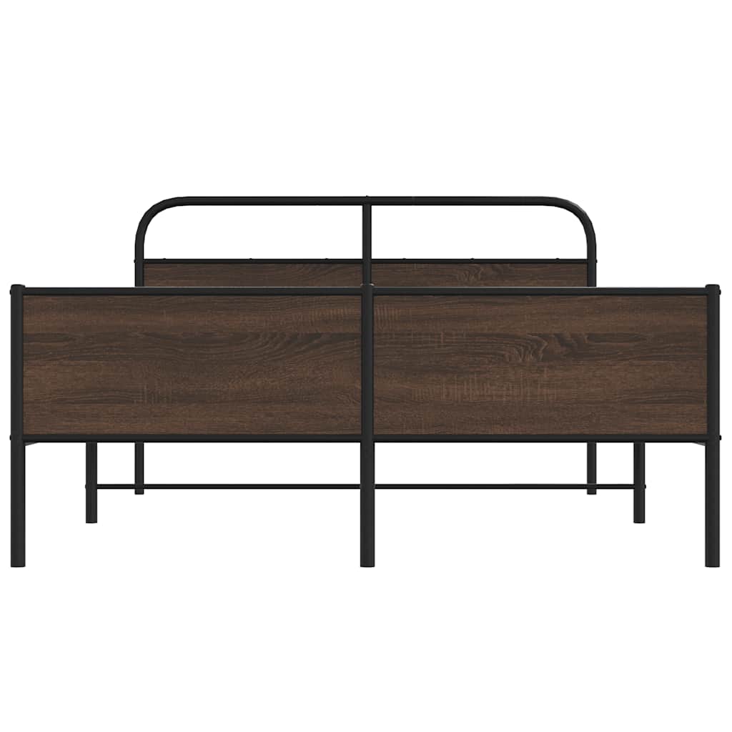 Metallbett ohne Matratze Braun Eichen-Optik 150x200 cm