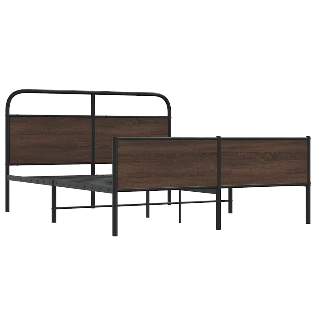 vidaXL Lit en métal sans matelas Marron Aspect chêne 160x200 cm