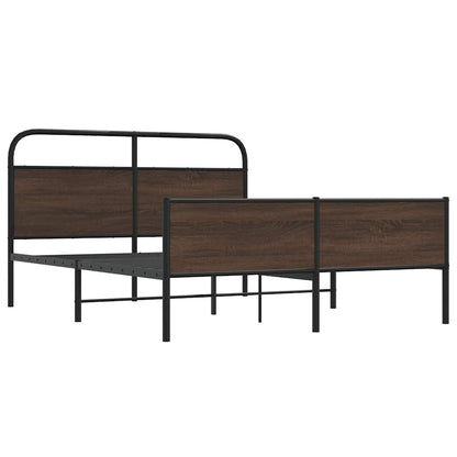 vidaXL Lit en métal sans matelas Marron Aspect chêne 160x200 cm