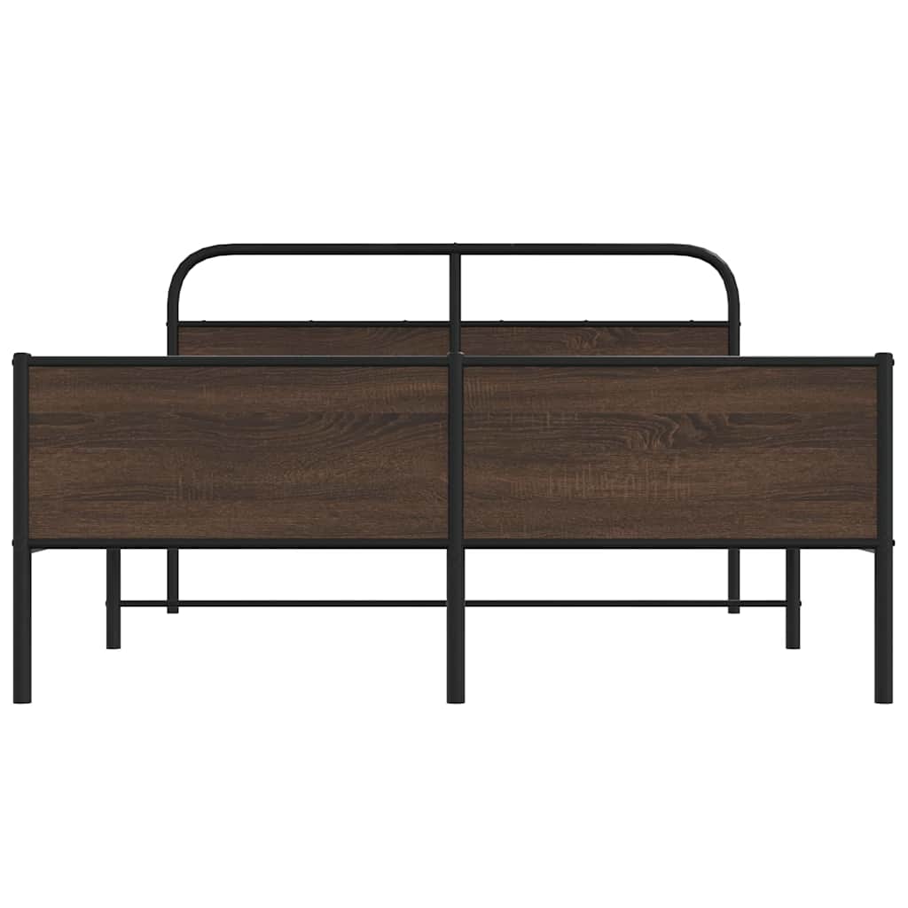 vidaXL Lit en métal sans matelas Marron Aspect chêne 160x200 cm