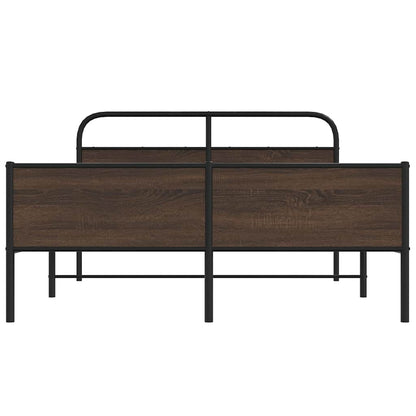 vidaXL Lit en métal sans matelas Marron Aspect chêne 160x200 cm