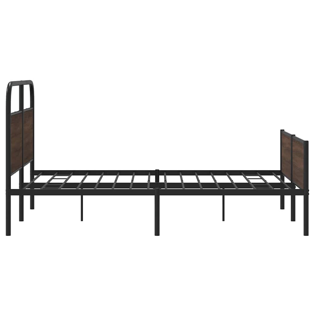 vidaXL Lit en métal sans matelas Marron Aspect chêne 160x200 cm