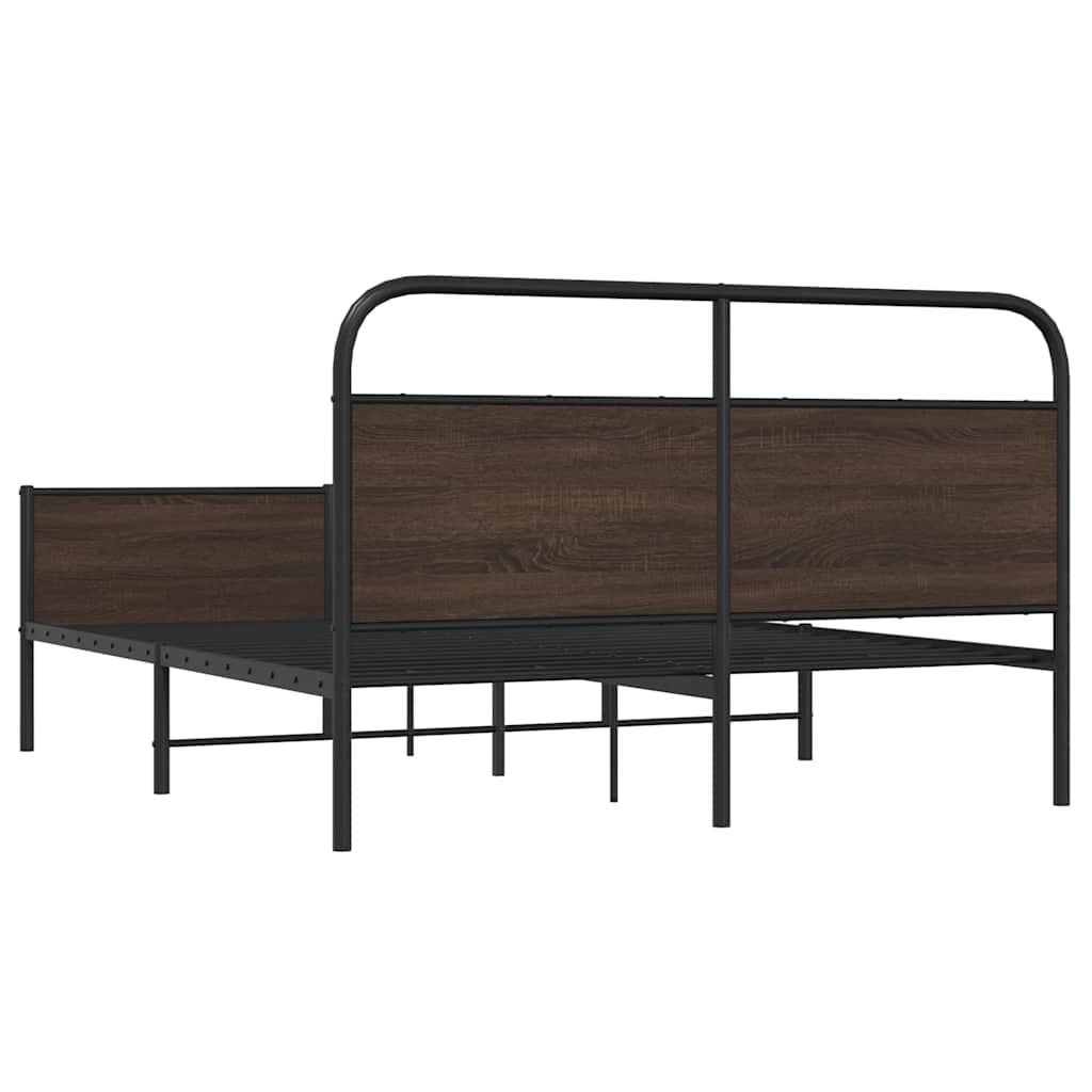 vidaXL Lit en métal sans matelas Marron Aspect chêne 160x200 cm