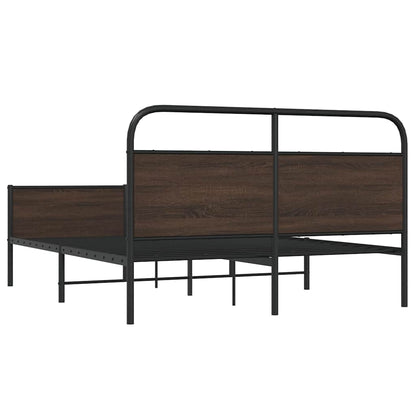 vidaXL Lit en métal sans matelas Marron Aspect chêne 160x200 cm