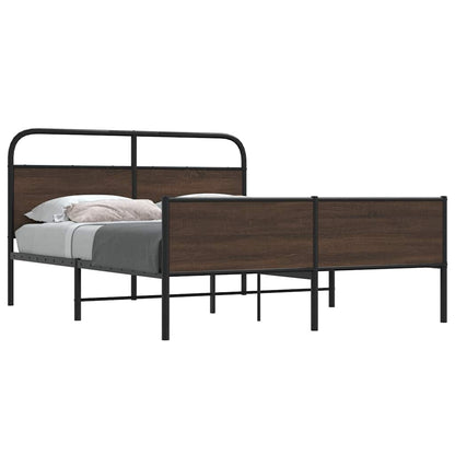 vidaXL Lit en métal sans matelas Marron Aspect chêne 160x200 cm