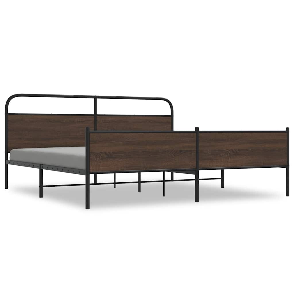vidaXL lit en métal sans matelas marron aspect chêne 183x213 cm