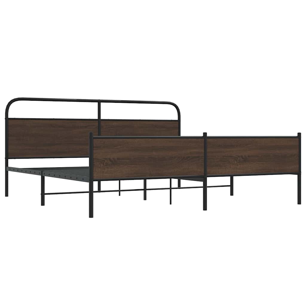 vidaXL lit en métal sans matelas marron aspect chêne 183x213 cm