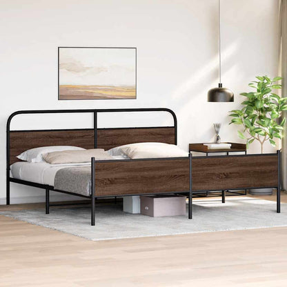 vidaXL lit en métal sans matelas marron aspect chêne 183x213 cm