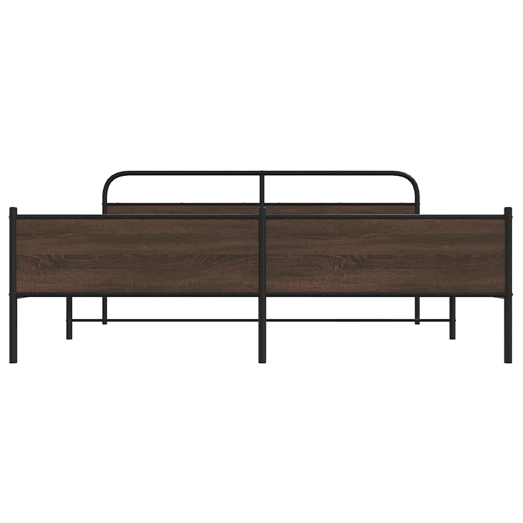 vidaXL lit en métal sans matelas marron aspect chêne 183x213 cm